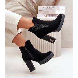 PS1 Botines de mujer aislantes con tacón alto y bordado, Negro Verissae 7