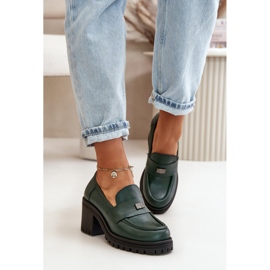 Zazoo 20168 Zapatos Elegantes Mujer Tacón Bajo, Piel Natural, Verde Oscuro 4