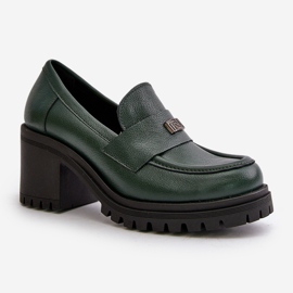 Zazoo 20168 Zapatos Elegantes Mujer Tacón Bajo, Piel Natural, Verde Oscuro 5