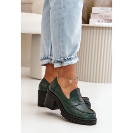 Zazoo 20168 Zapatos Elegantes Mujer Tacón Bajo, Piel Natural, Verde Oscuro 9