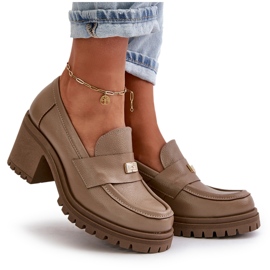 Zazoo 20168 Zapatos Elegantes Mujer Tacón Bajo, Piel Natural, Beige Oscuro 11