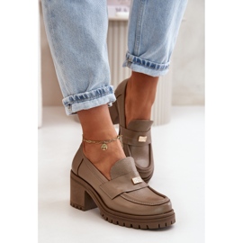Zazoo 20168 Zapatos Elegantes Mujer Tacón Bajo, Piel Natural, Beige Oscuro 4