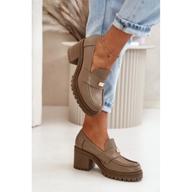 Zazoo 20168 Zapatos Elegantes Mujer Tacón Bajo, Piel Natural, Beige Oscuro 7