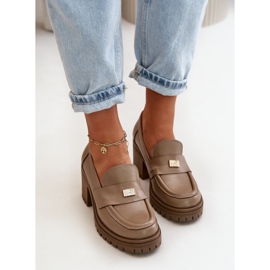 Zazoo 20168 Zapatos Elegantes Mujer Tacón Bajo, Piel Natural, Beige Oscuro 8