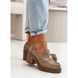 Zazoo 20168 Zapatos Elegantes Mujer Tacón Bajo, Piel Natural, Beige Oscuro 9