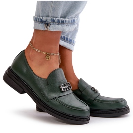 Zazoo 20174 Zapatos Tacón Plano Mujer Piel Elegante, Verde Oscuro 10