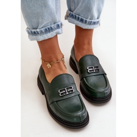 Zazoo 20174 Zapatos Tacón Plano Mujer Piel Elegante, Verde Oscuro 6