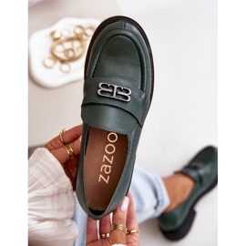 Zazoo 20174 Zapatos Tacón Plano Mujer Piel Elegante, Verde Oscuro 9