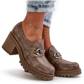 Zazoo 20175 Zapatos Tacón Mujer, Piel Natural, Beige Oscuro 11