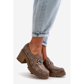Zazoo 20175 Zapatos Tacón Mujer, Piel Natural, Beige Oscuro 1