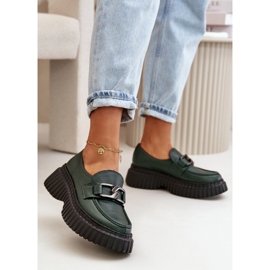 Zazoo 20176 Zapatos Mocasines Mujer, Piel Natural, Verde Oscuro 3