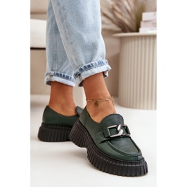 Zazoo 20176 Zapatos Mocasines Mujer, Piel Natural, Verde Oscuro 6