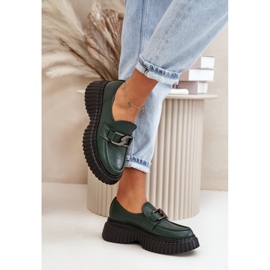 Zazoo 20176 Zapatos Mocasines Mujer, Piel Natural, Verde Oscuro 8