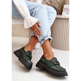 Zazoo 20176 Zapatos Mocasines Mujer, Piel Natural, Verde Oscuro 10
