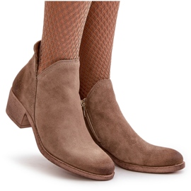 Zazoo 60475 Botas de tacón bajo para mujer, calentadas, beige oscuro 10