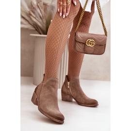 Zazoo 60475 Botas de tacón bajo para mujer, calentadas, beige oscuro 2