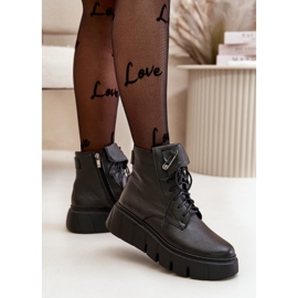 Zazoo 60511 Botas de mujer de piel con plataforma calentada, negro 6