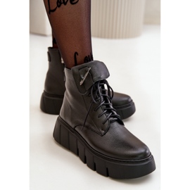 Zazoo 60511 Botas de mujer de piel con plataforma calentada, negro 8