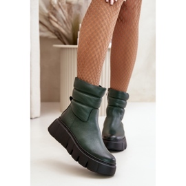 Zazoo 60512 Botas Mujer De Piel Con Cremallera, Abrigadas Con Fieltro, Verde Oscuro 4