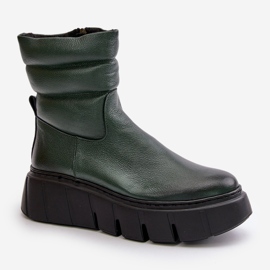 Zazoo 60512 Botas Mujer De Piel Con Cremallera, Abrigadas Con Fieltro, Verde Oscuro 5