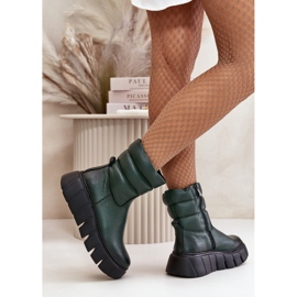 Zazoo 60512 Botas Mujer De Piel Con Cremallera, Abrigadas Con Fieltro, Verde Oscuro 8