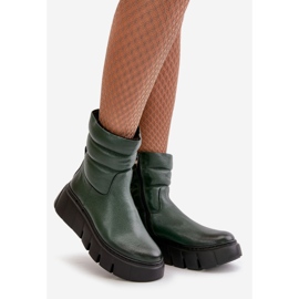 Zazoo 60512 Botas Mujer De Piel Con Cremallera, Abrigadas Con Fieltro, Verde Oscuro 1