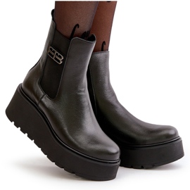 Zazoo 60498 Botas Chelsea de mujer con plataforma y cuña, negro 11