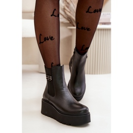 Zazoo 60498 Botas Chelsea de mujer con plataforma y cuña, negro 4
