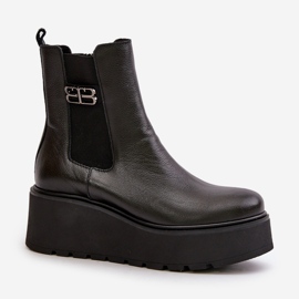 Zazoo 60498 Botas Chelsea de mujer con plataforma y cuña, negro 5