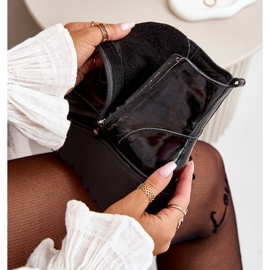 Zazoo 60499 Botas De Mujer Charol Con Plataforma Y Cuña Cálidas Piel Natural Verde Oscuro negro 2