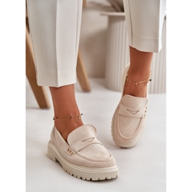 Zapatos Calados Mujer Mocasines Beige Claro Tannes 5