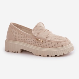 Zapatos Calados Mujer Mocasines Beige Claro Tannes 6