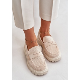 Zapatos Calados Mujer Mocasines Beige Claro Tannes 7