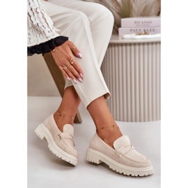 Zapatos Calados Mujer Mocasines Beige Claro Tannes 9