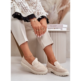 Zapatos Calados Mujer Mocasines Beige Claro Tannes 10