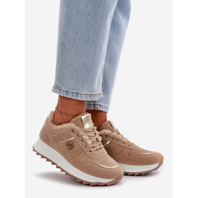 Deportivas De Mujer Forradas Con Pelo En La Plataforma Lerisas Caqui beige 1