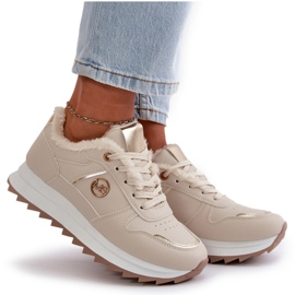 Deportivas Mujer Forradas con Pelo, Plataforma Beige Claro Lerisas 10