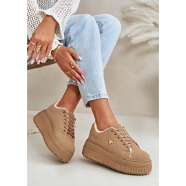Zapatillas Deportivas De Mujer Con Aislamiento Y Suela Gruesa Con Detalle Dorado Marrón Lotira 9
