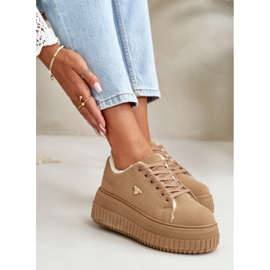 Zapatillas Deportivas De Mujer Con Aislamiento Y Suela Gruesa Con Detalle Dorado Marrón Lotira 10