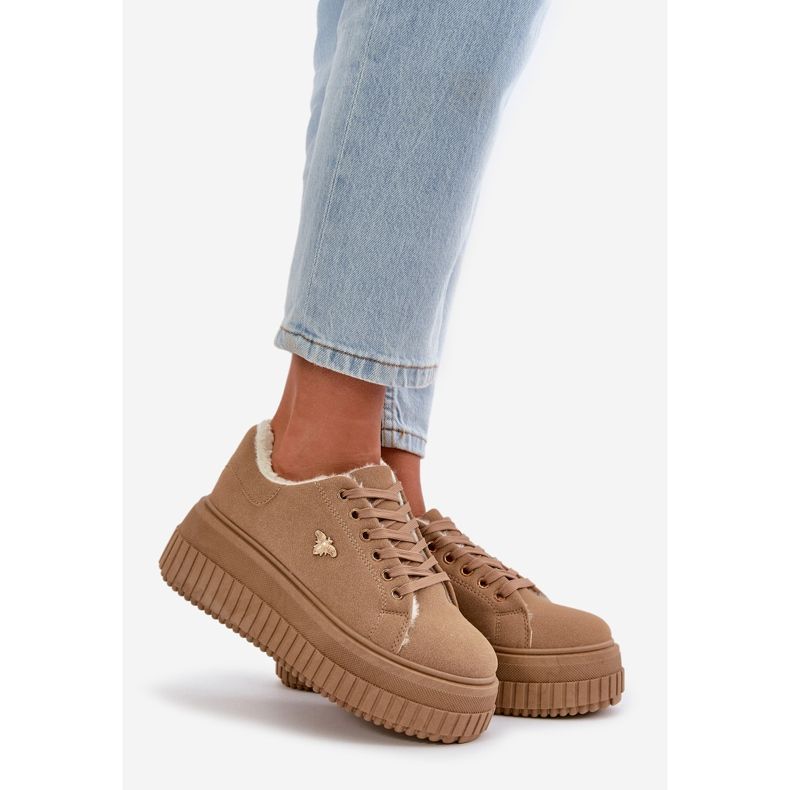 Zapatillas Deportivas De Mujer Con Aislamiento Y Suela Gruesa Con Detalle Dorado Marrón Lotira 1