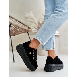 Zapatillas deportivas aislantes para mujer con suela gruesa y detalle dorado, Lotira negra negro 2 Zapatillas deportivas aislantes para mujer con suela gruesa y detalle dorado, Lotira negra negro 2