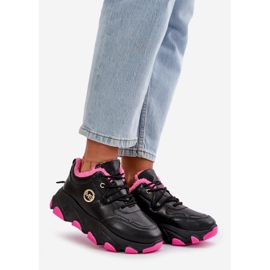 Zapatos Deportivos Aislantes Con Cordones Para Mujer Con Plataforma Negro Blanco 1