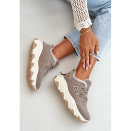 Zapatillas deportivas de mujer con cordones aislados en la plataforma, gris y blanco 8