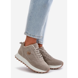 Deportivas aislantes de piel con plataforma, Gris Adite 1