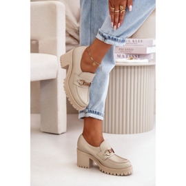 Zazoo 20175 Zapatos Tacón Mujer, Piel Natural, Beige Claro 6