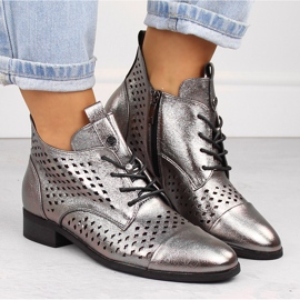 Botines mujer calados plateados Potocki SZ12091 plata 6