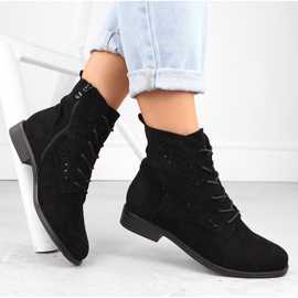 Botas de mujer en ante calado, negro S.Barski HY42-136 4