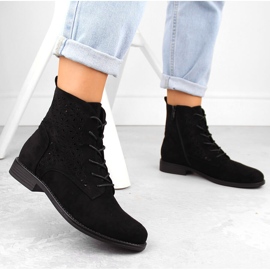 Botas de mujer en ante calado, negro S.Barski HY42-136 5