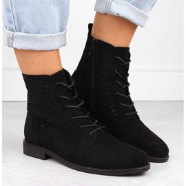 Botas de mujer en ante calado, negro S.Barski HY42-136 6