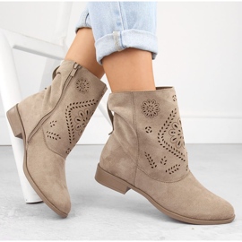 Botas mujer ante calado beige Jezzi MAM65-106 4